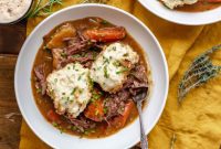 Hearty Irish Beef Stew with Golden Cheddar Dumplings