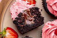 Decadent Chocolate Strawberry Ganache Cupcakes