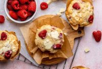 Sweet & Tangy Raspberry White Chocolate Muffins