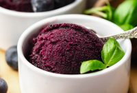 Easy 4-Ingredient Blueberry Basil Sorbet