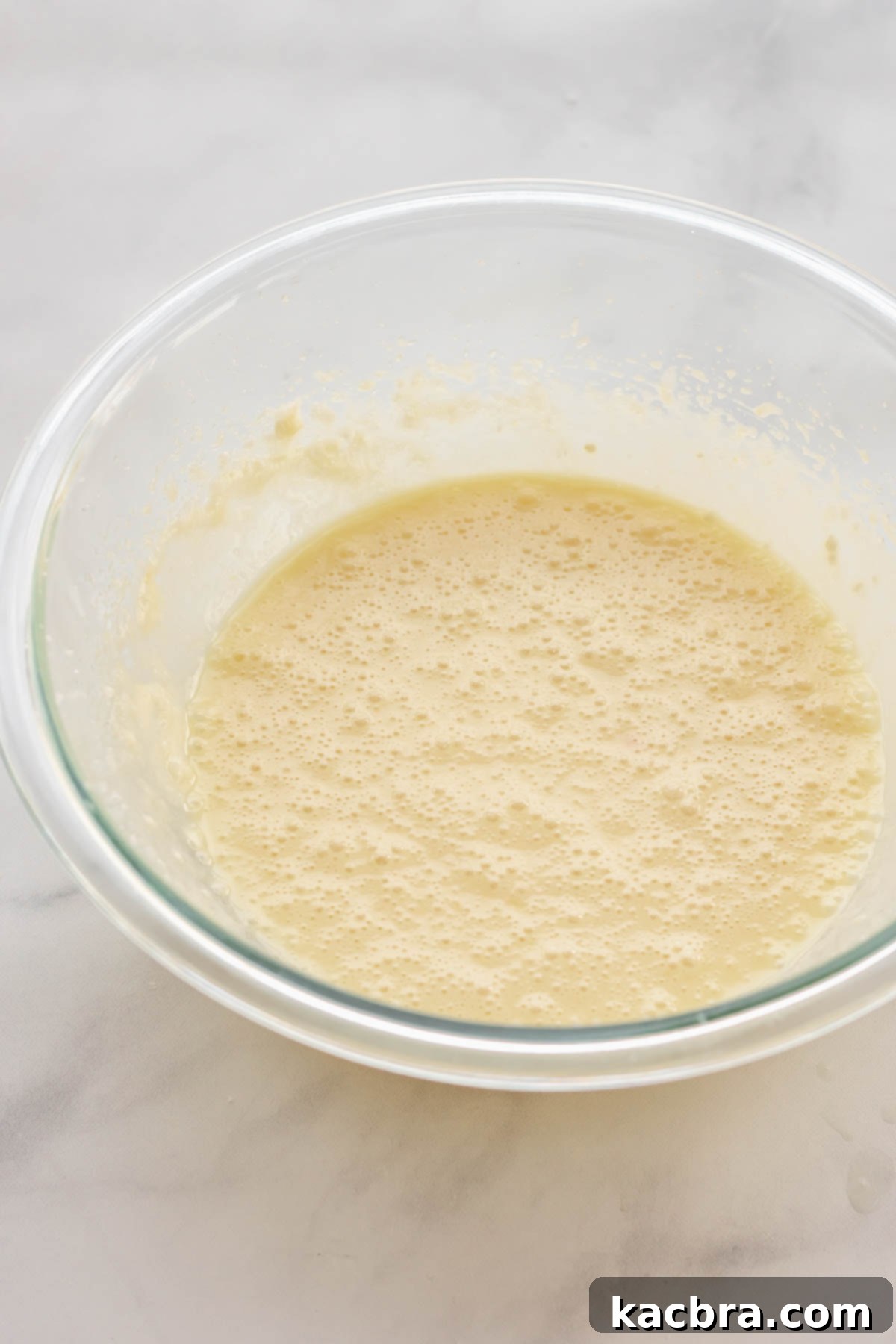 Crimson Kissed Almond Delight 7 Eggs, buttermilk, and extracts added to the creamed butter and sugar mixture.