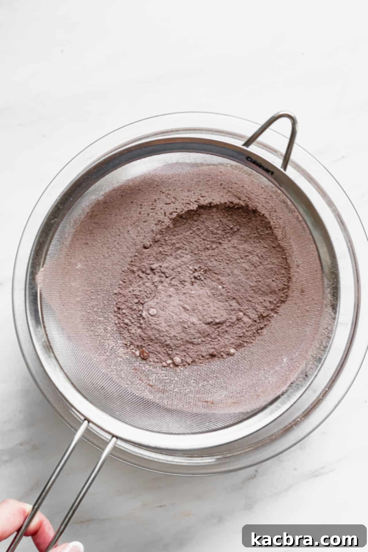 Salted Caramel Chocolate Indulgence 5 Dry ingredients being sifted