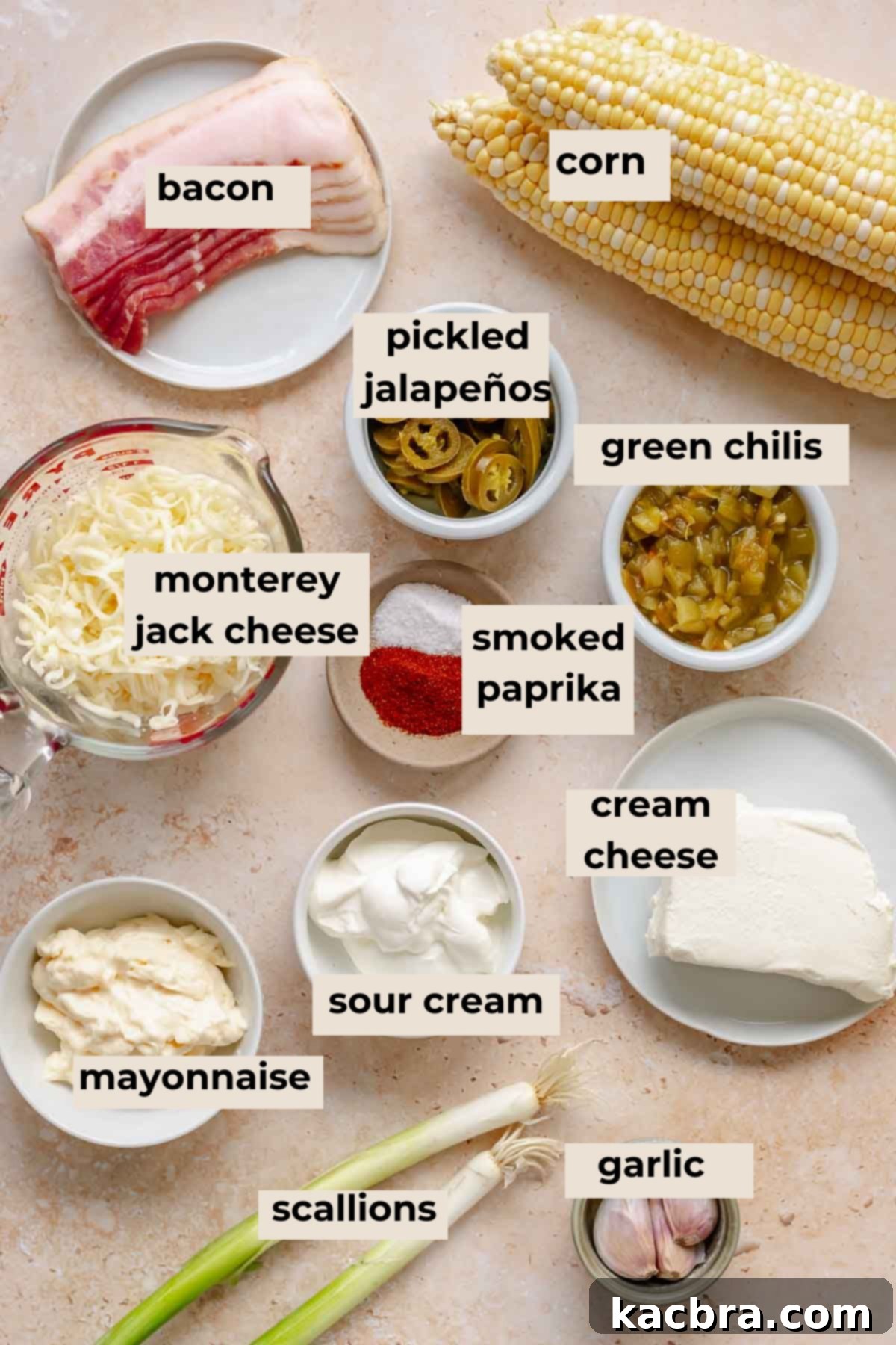 Kickin' Jalapeño Corn Dip 3 Ingredients for jalapeno corn dip.