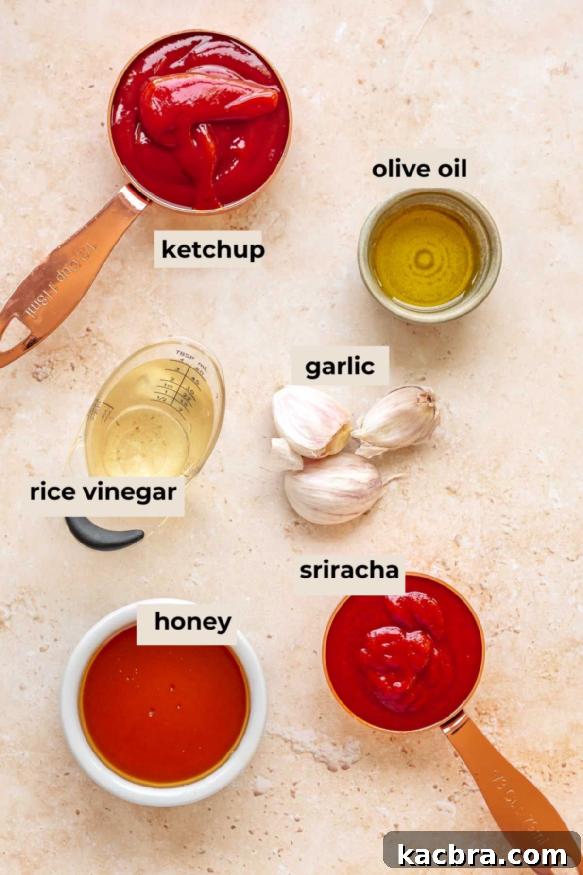 Ingredients for honey sriracha meatballs.
