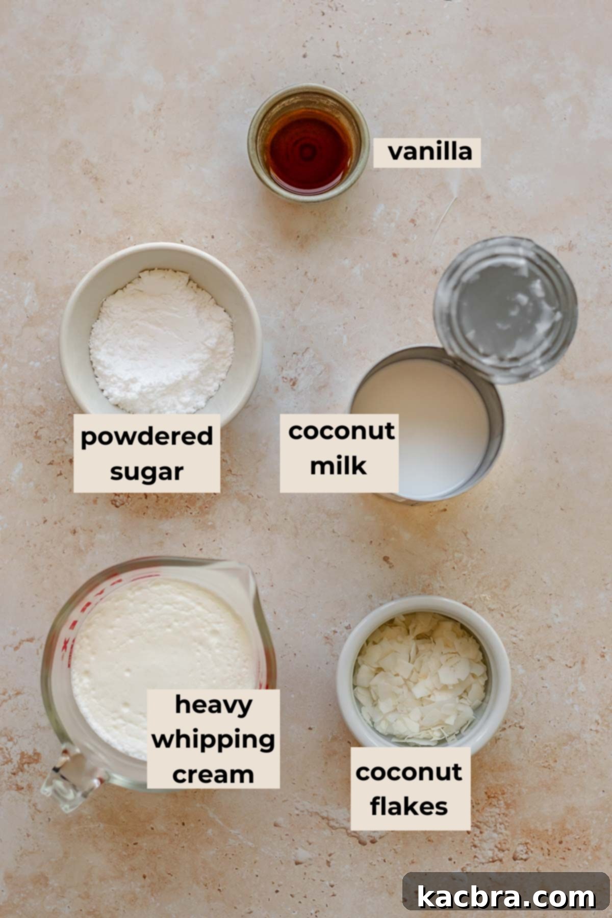 Ingredients for coconut whipped cream.