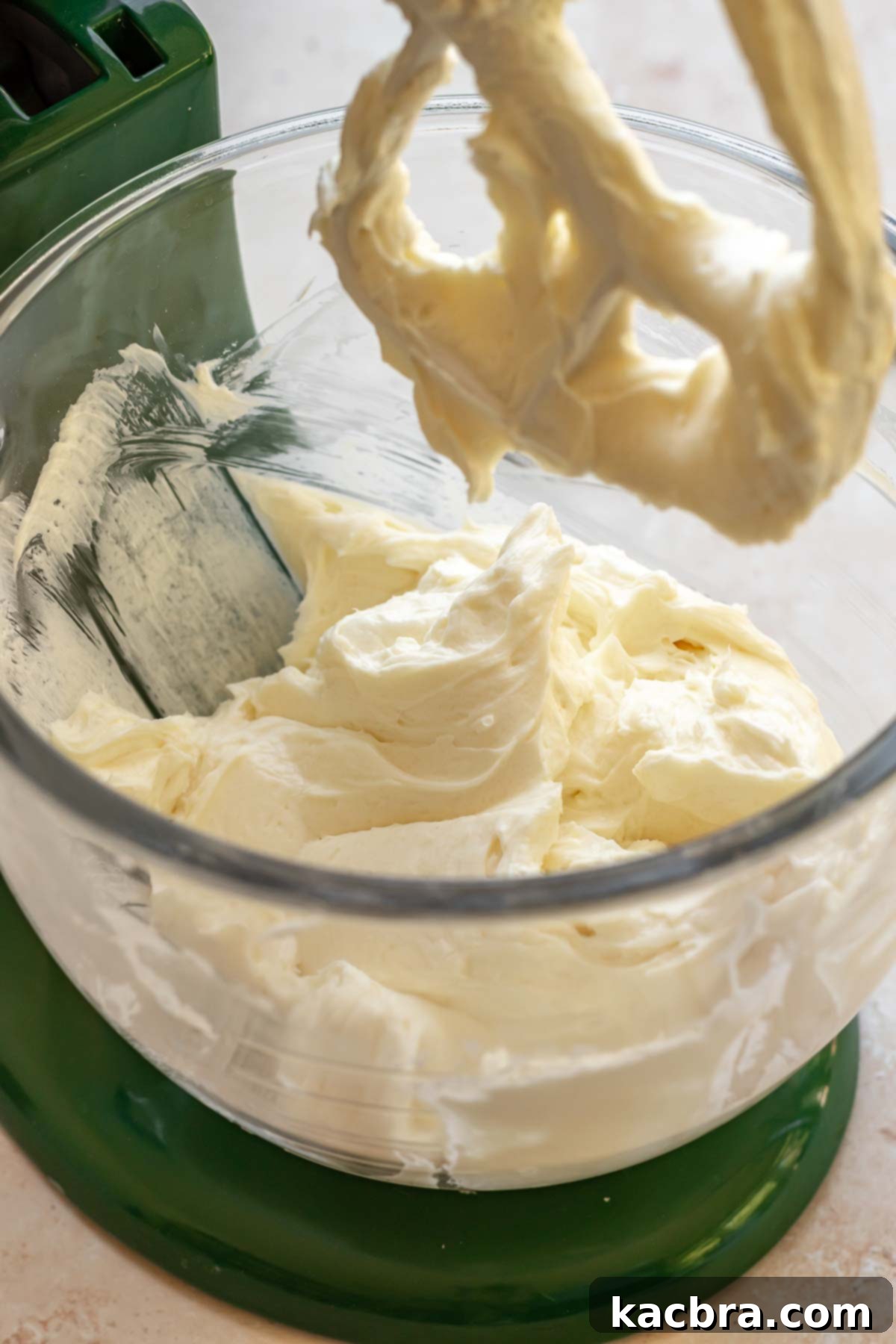 Creamed cheesecake base in a bowl.