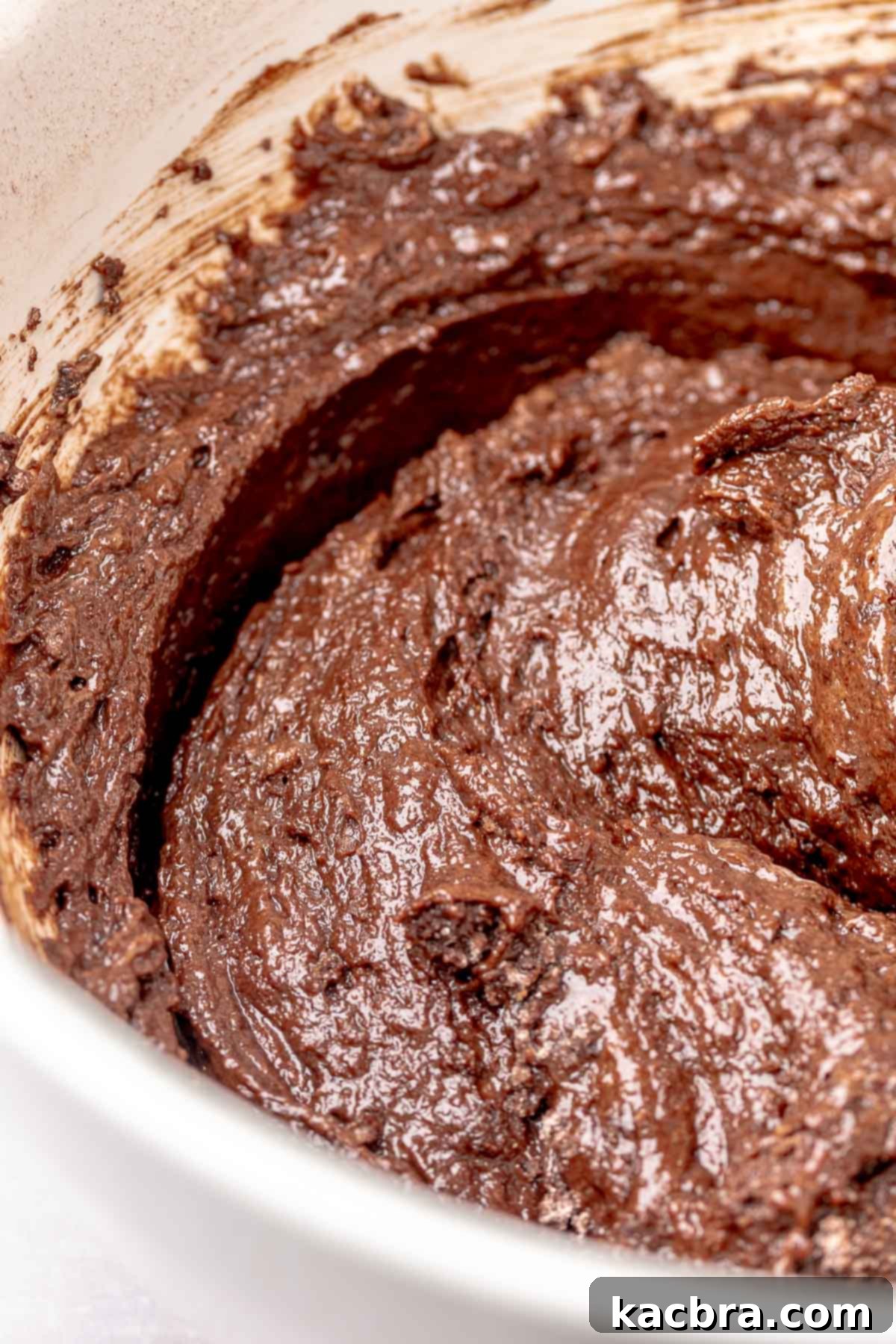 Chocolate cupcake batter in a bowl.