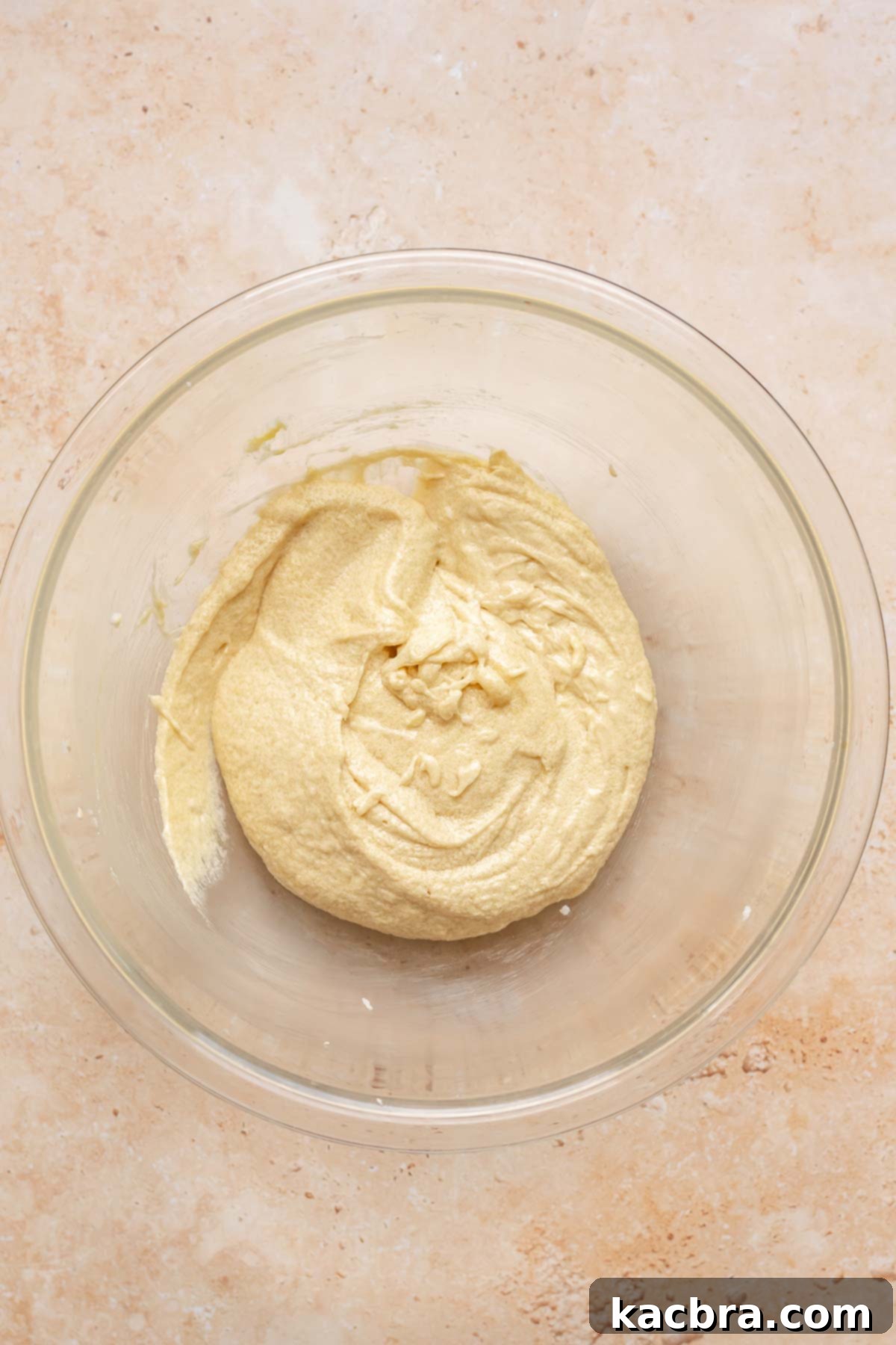 Golden Honey Baklava Dream Cake 12 Creamed cake batter after adding eggs and vanilla.