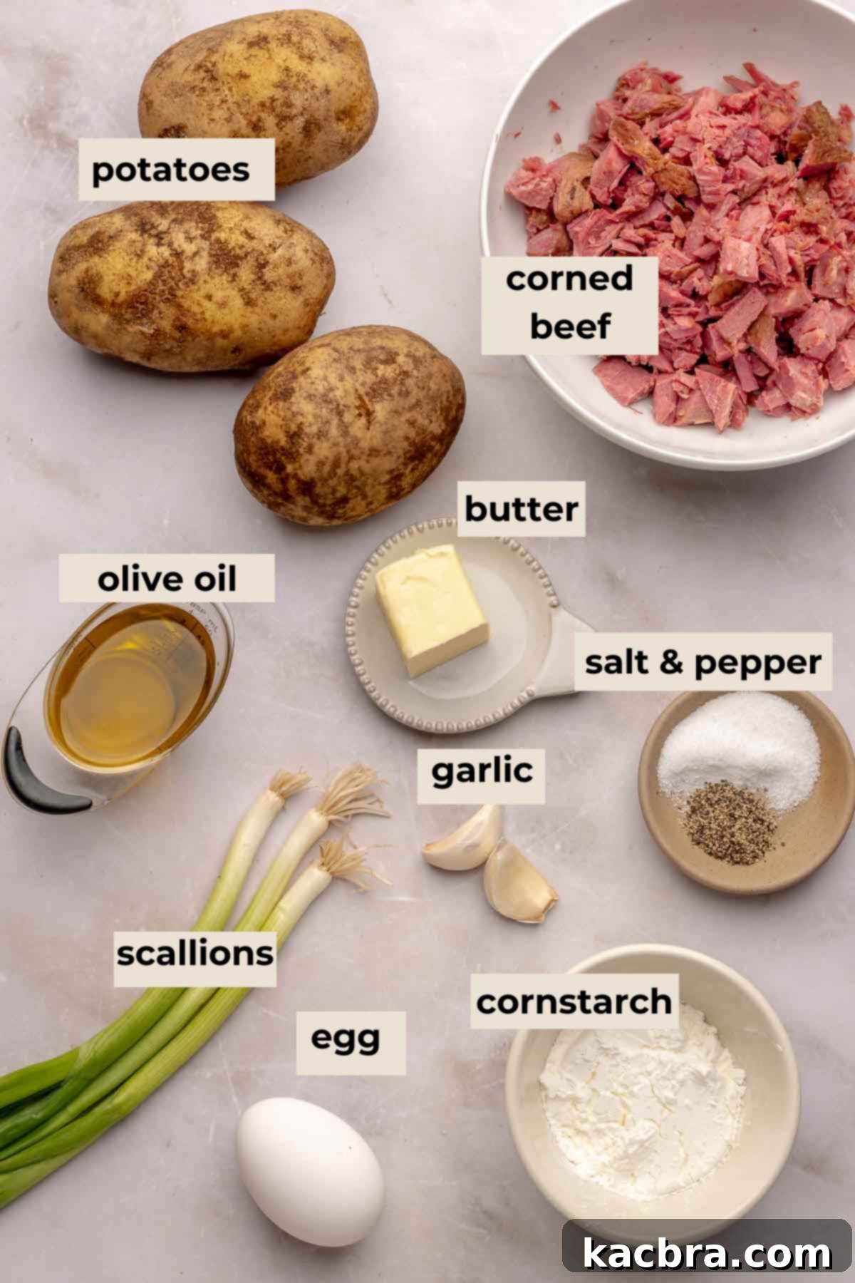 Ingredients for corned beef fritters.
