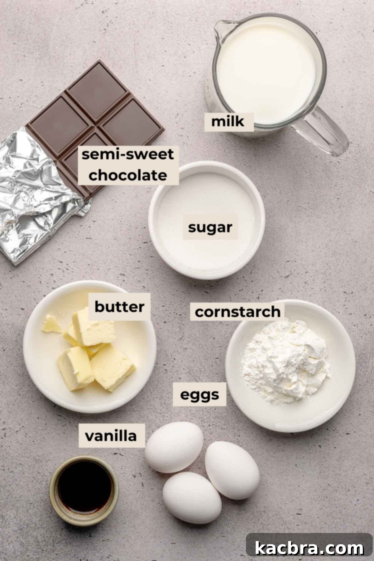 Ingredients for chocolate meringue pie.