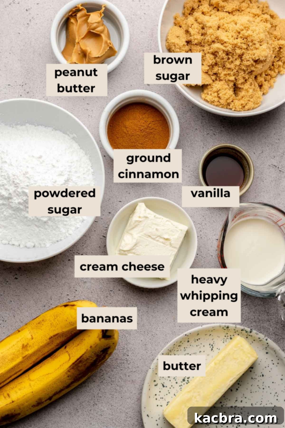 Wet ingredients for banana cinnamon rolls, including milk, eggs, and butter, prepared for mixing.