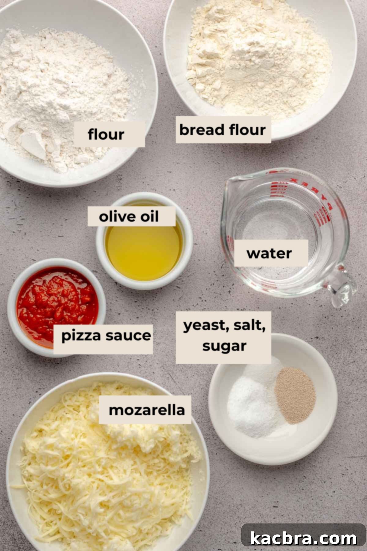 Ingredients for cast iron pan pizza.