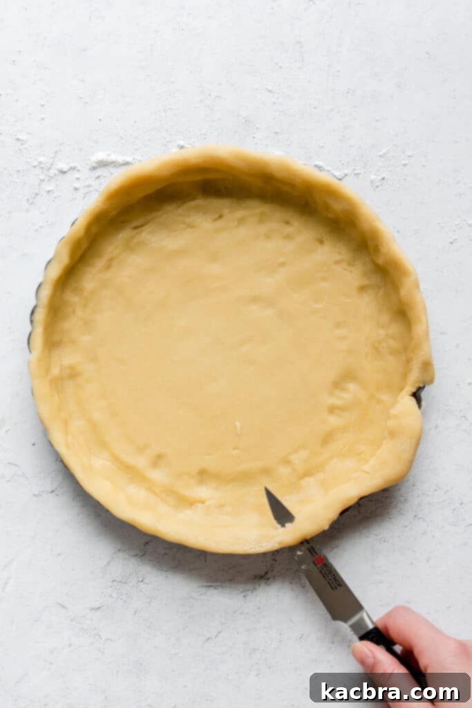 Blind-baked tart shell with perfect edges