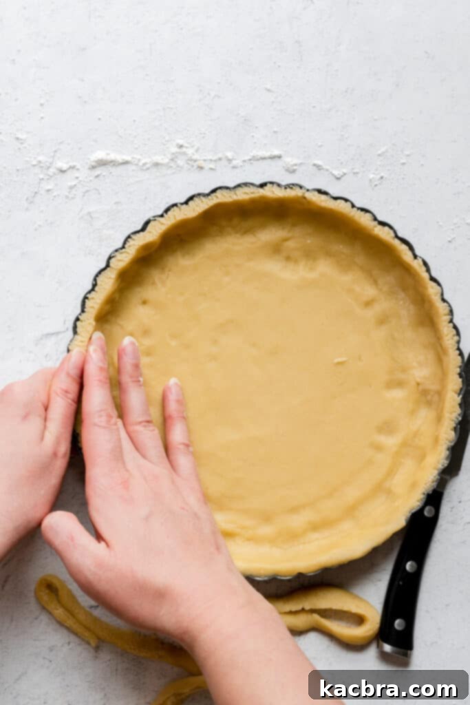 Another view of the perfectly formed tart shell