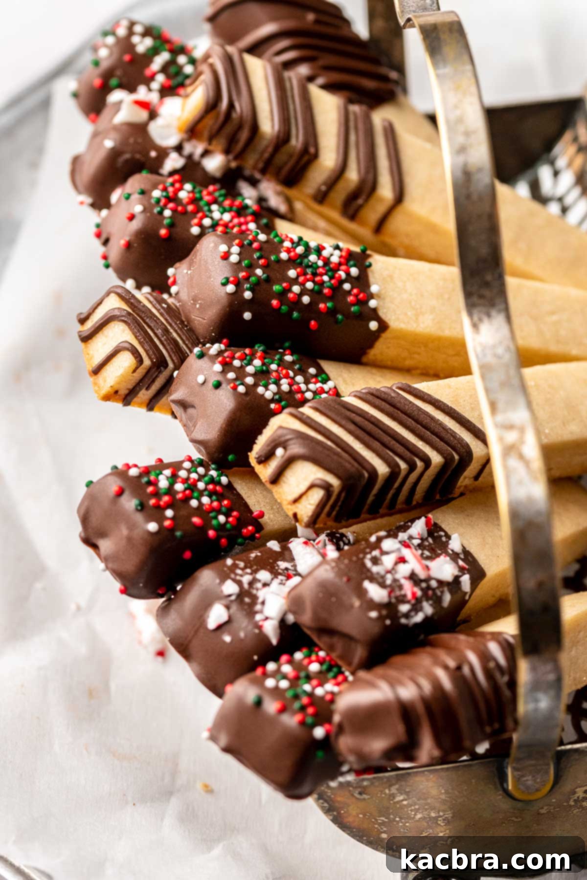 Irresistible Chocolate Cookie Dippers 3 Cookie sticks layered beautifully in a vessel, ready for serving or gifting.