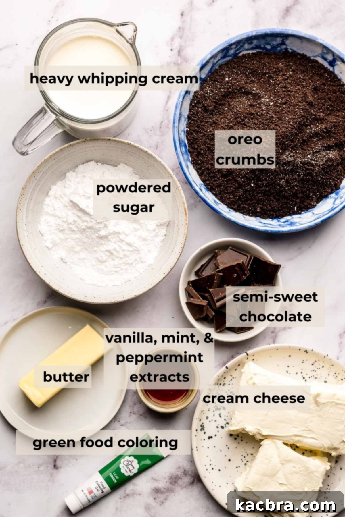 Ingredients for mint pie.