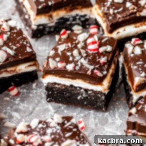 Sliced peppermint brownies with candies on top.