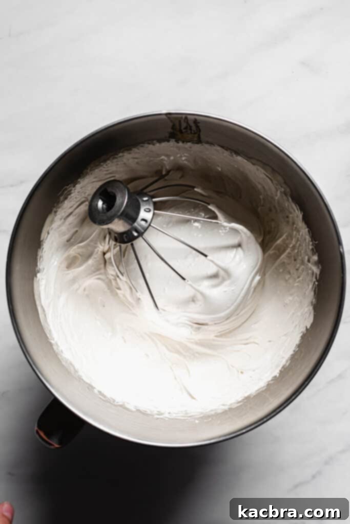 Marshmallow mixture after 7 minutes of whipping.