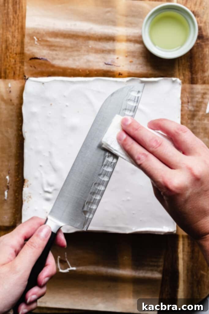 Slab of s'mores bars removed from pan, ready for cutting.