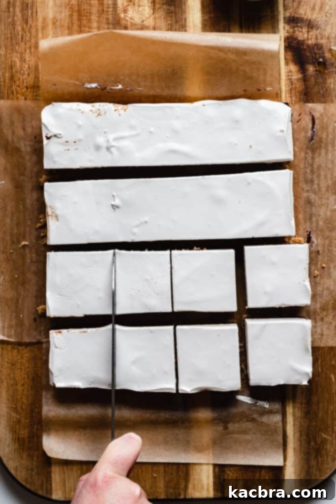 S'mores bars cut into individual squares.