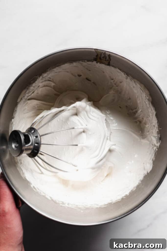 Marshmallow mixture after 5 minutes of whipping.