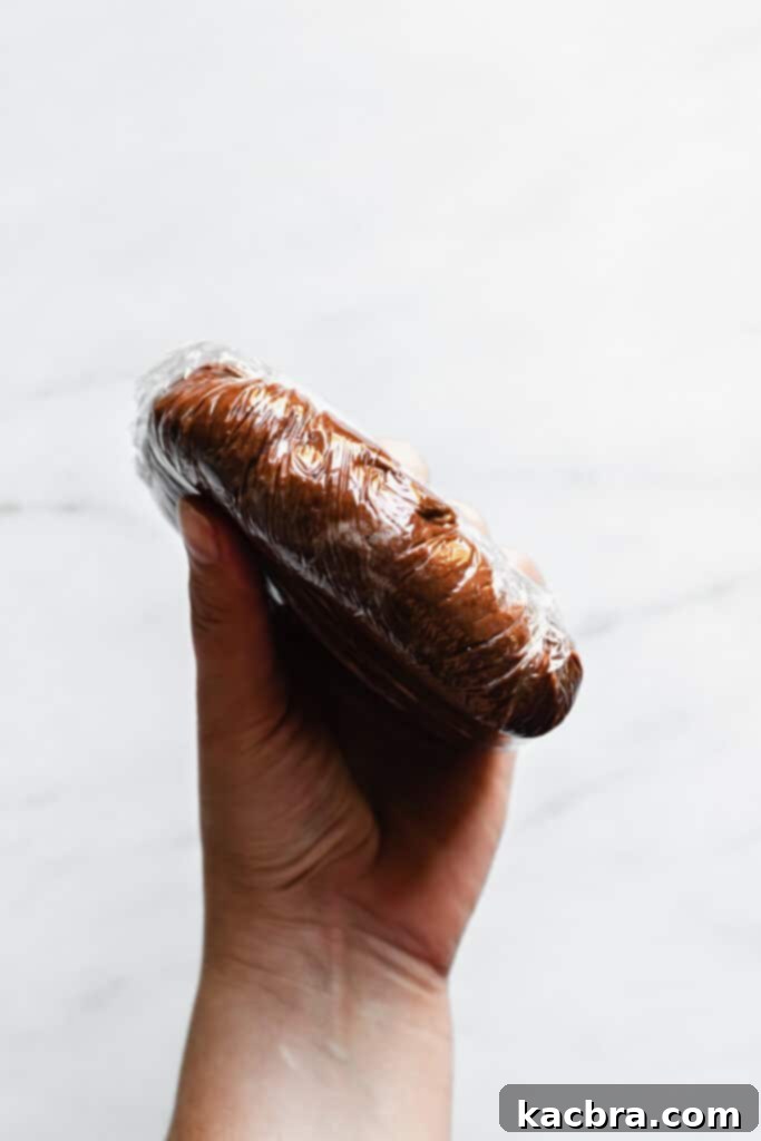 Rested and chilled chocolate tart dough disk