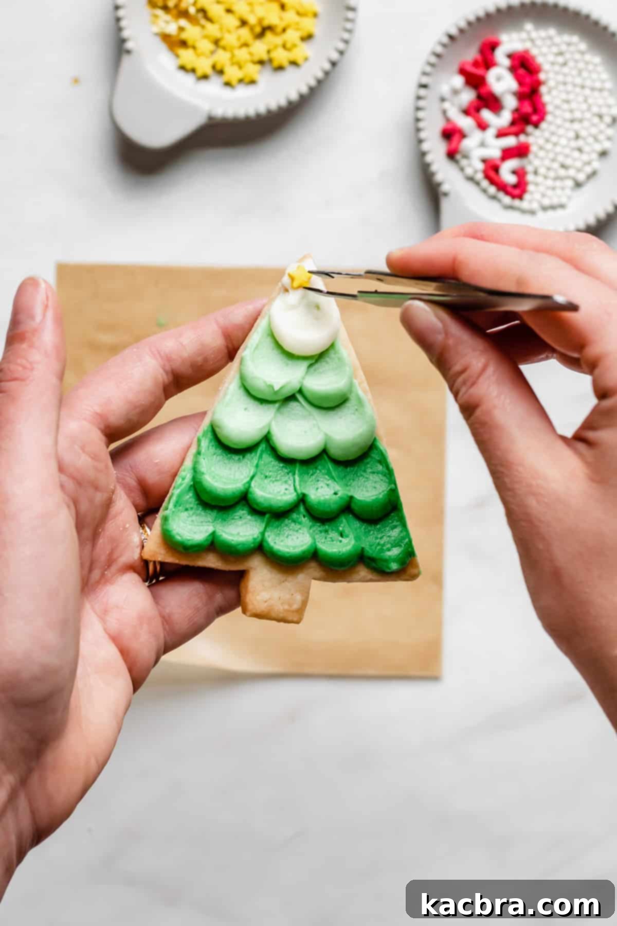 Star being added to the top of the cookie