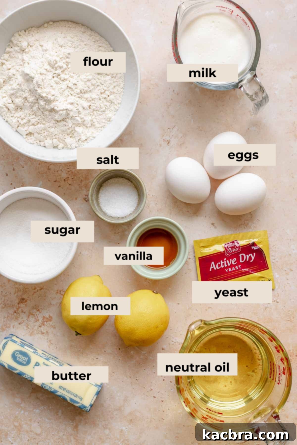 Zesty Meringue Cloud Donuts 4 Lemon filled donut ingredients.