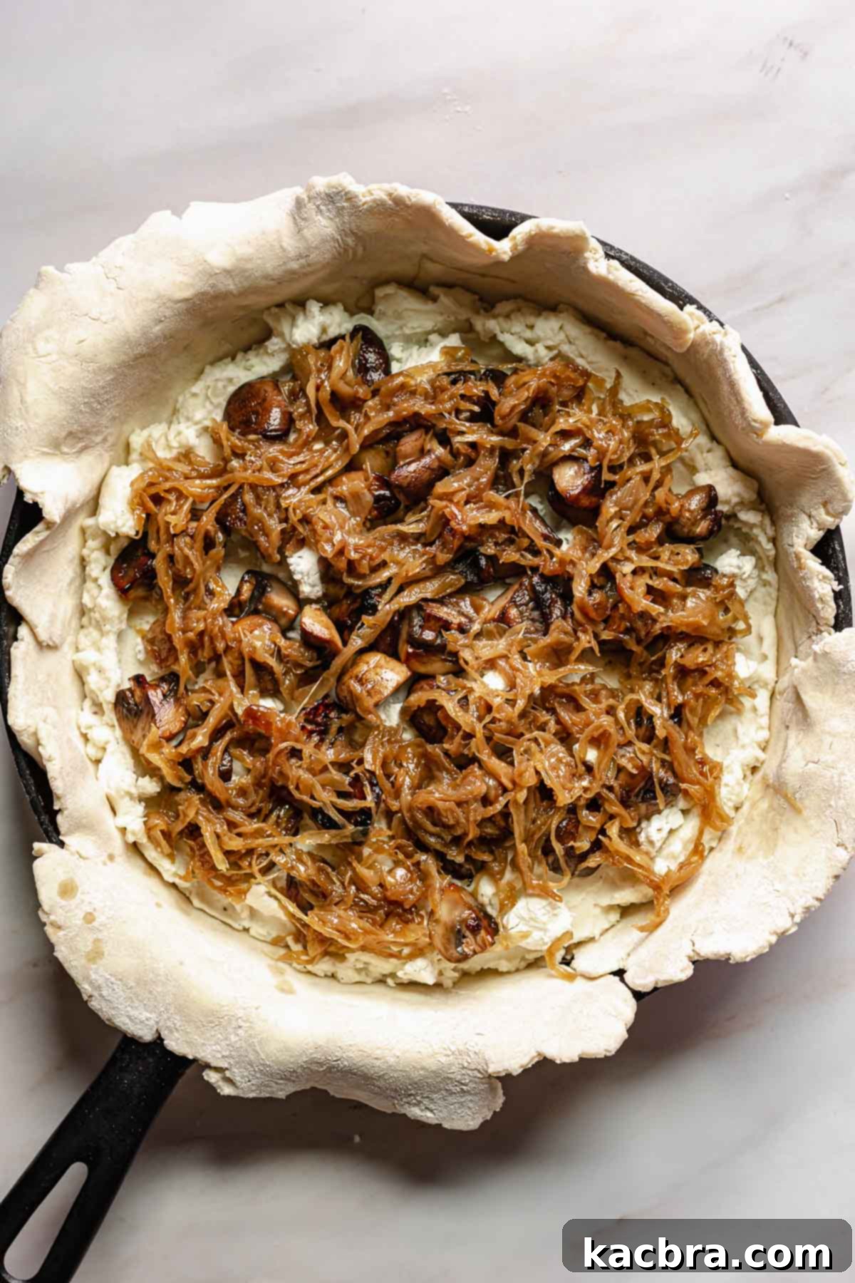 Sweet Caramelized Onion & Mushroom Potato Tart 9 Caramelized onions added to the mashed potatoes and cheese.