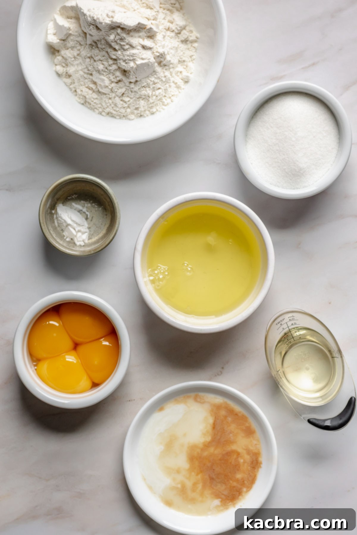 Vanilla Swiss roll ingredients.