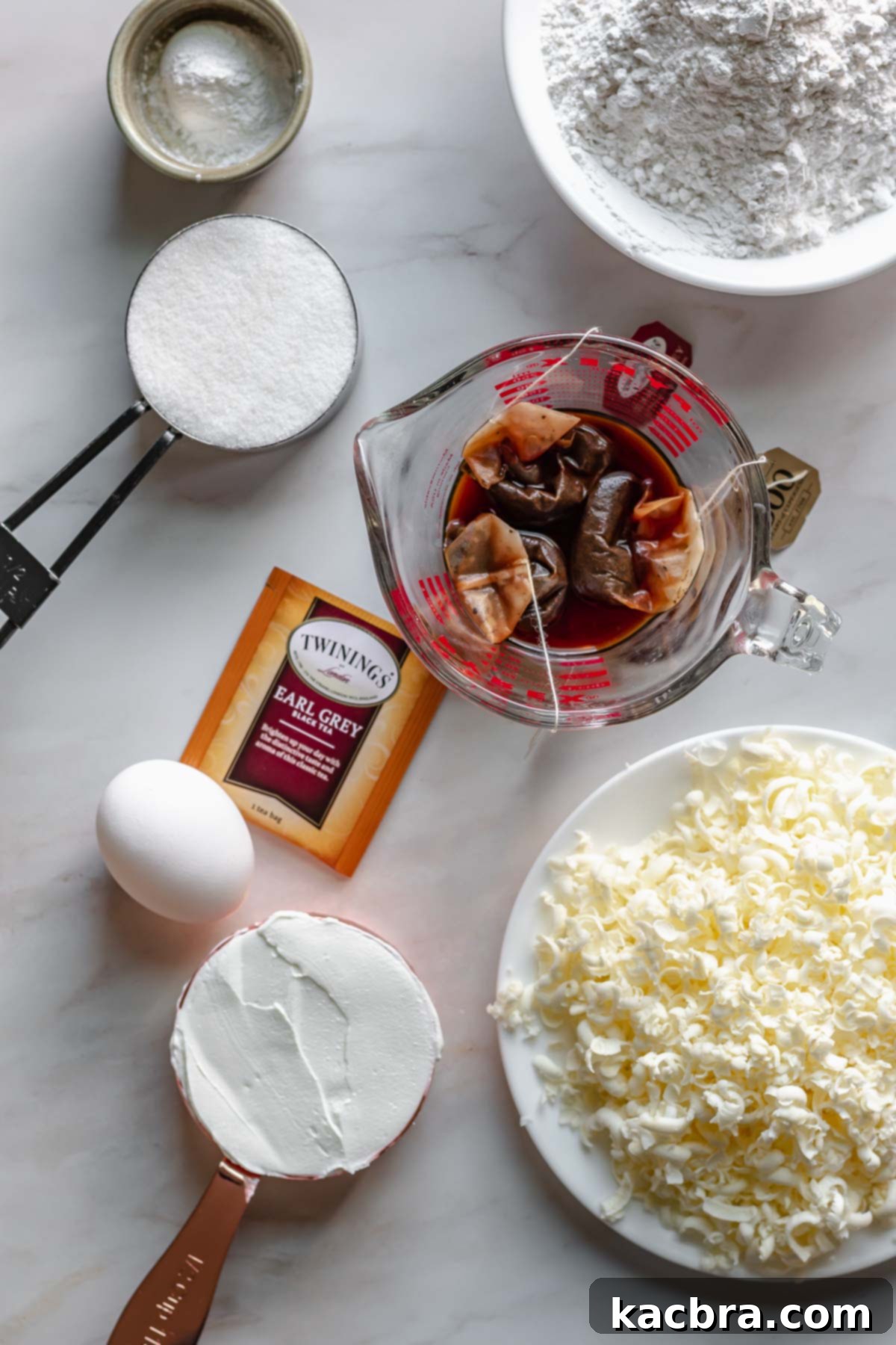 Fragrant Earl Grey Scones with Zesty Lemon Drizzle 4 Ingredients for earl grey scones.