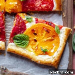 Rustic Tomato and Double Cheese Puff Pastry Tart 11 One slice of tomato tart.