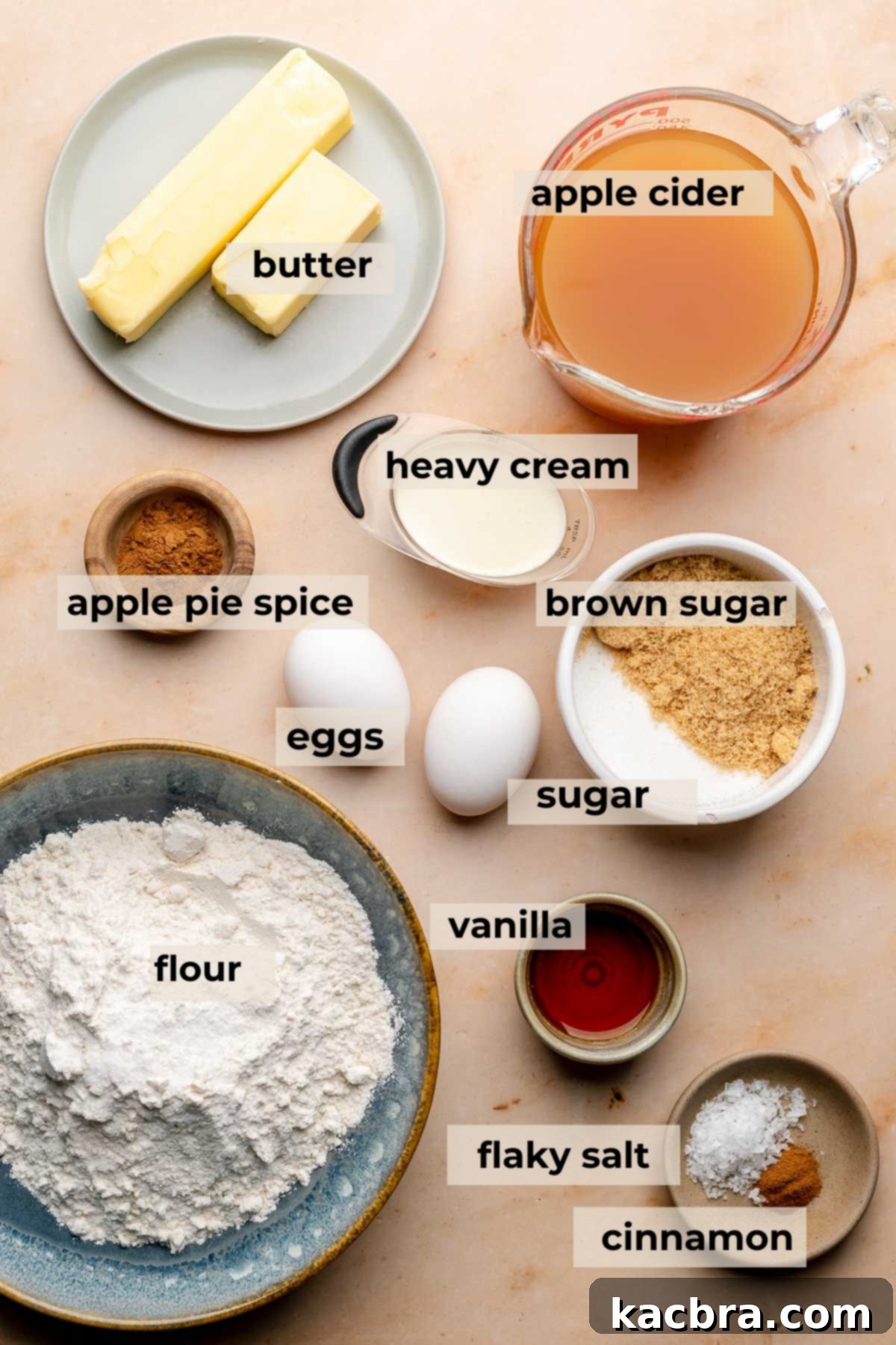 Ingredients for caramel apple cider cookies.