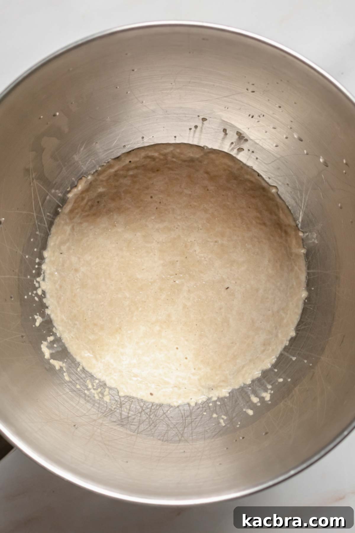 Yeast bloomed in warm water.