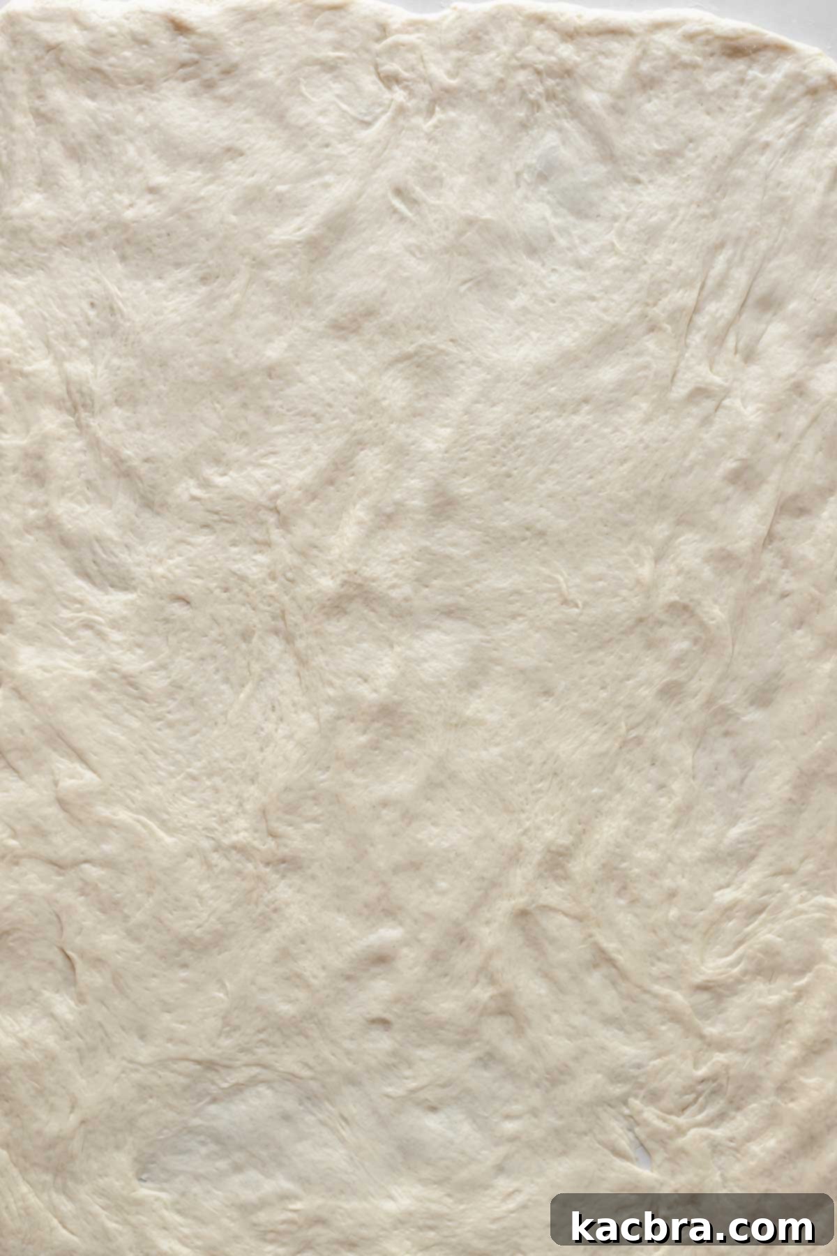 Pizza dough rolled out.