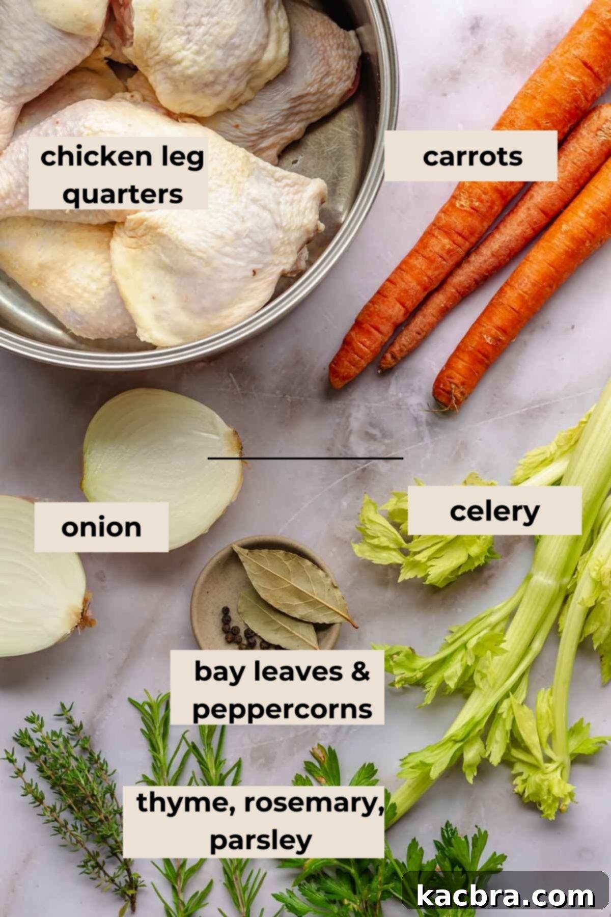 Ingredients for chicken stock.