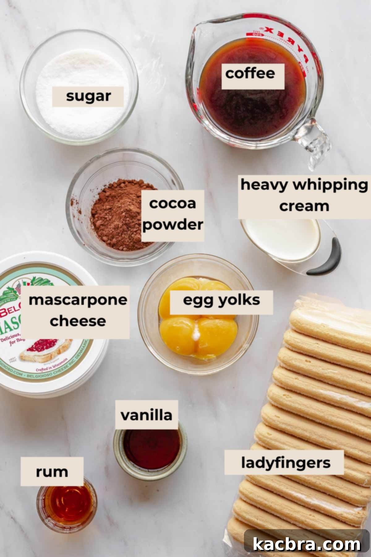 Ingredients for tiramisu cups.