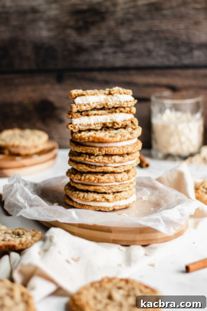 Close-up of Eggnog Oatmeal Creme Pies