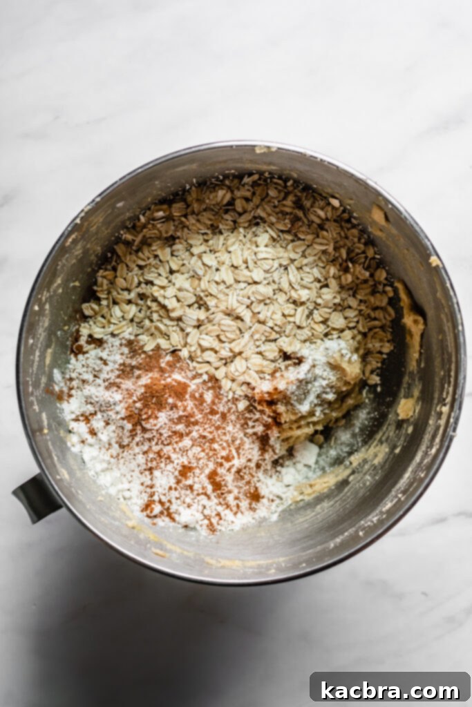 Adding oats to cookie dough