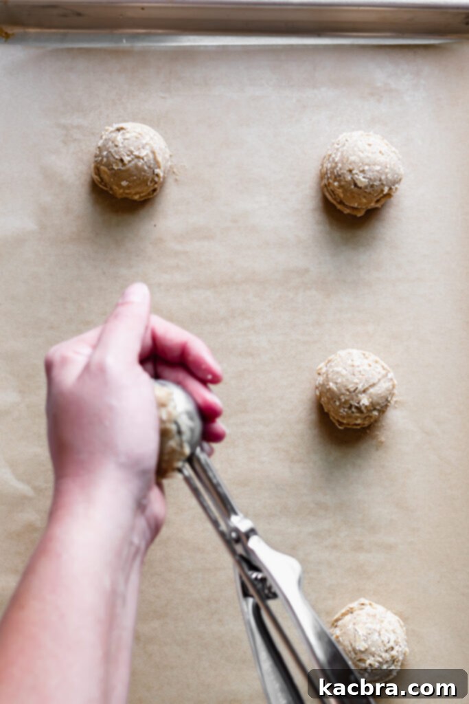 Scooping cookie dough