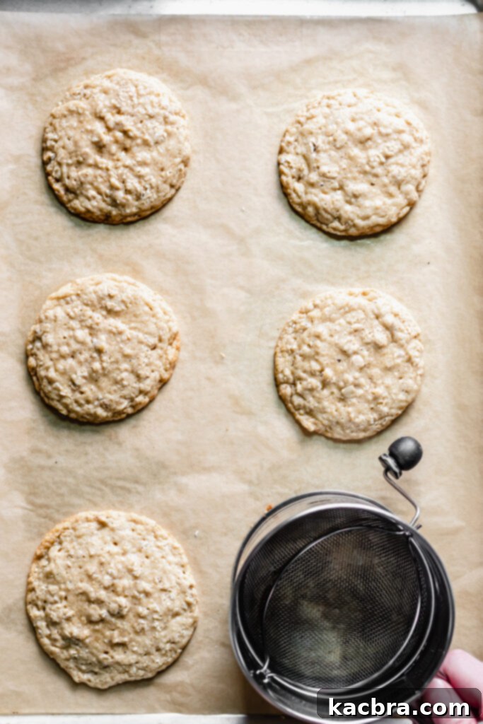 Perfectly round baked cookies cooling