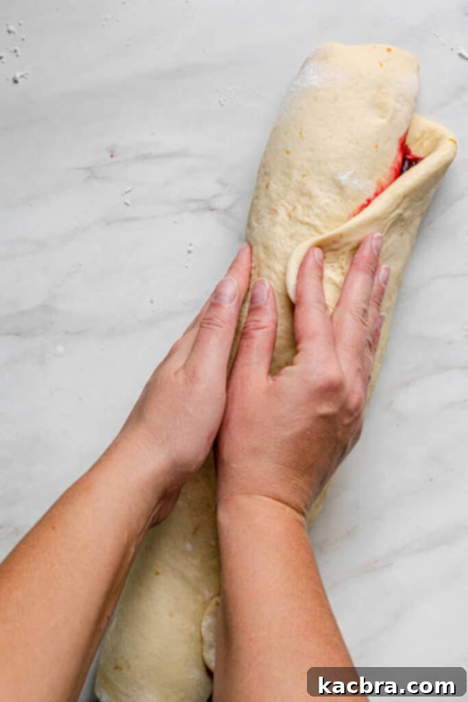 Image showing dough log rolled and sealed.